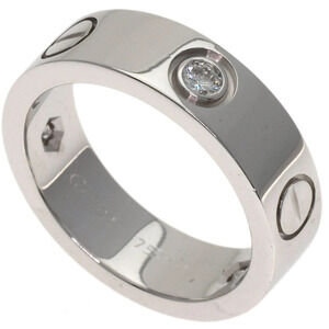 CARTIER Authentic 18k Silver Diamond Love Ring #51